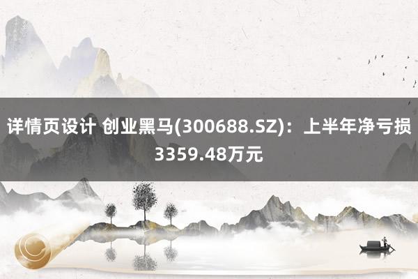 详情页设计 创业黑马(300688.SZ)：上半年净亏损3359.48万元